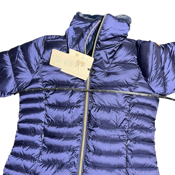 SAVE THE DUCK Down Puffer Teddy Fur Collar Blue Jacket Girls Size 10 - Picture 8 of 9